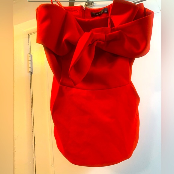 Anthropologie Adelyn Rae Rozina Strapless Bow Top- Red - Picture 1 of 14